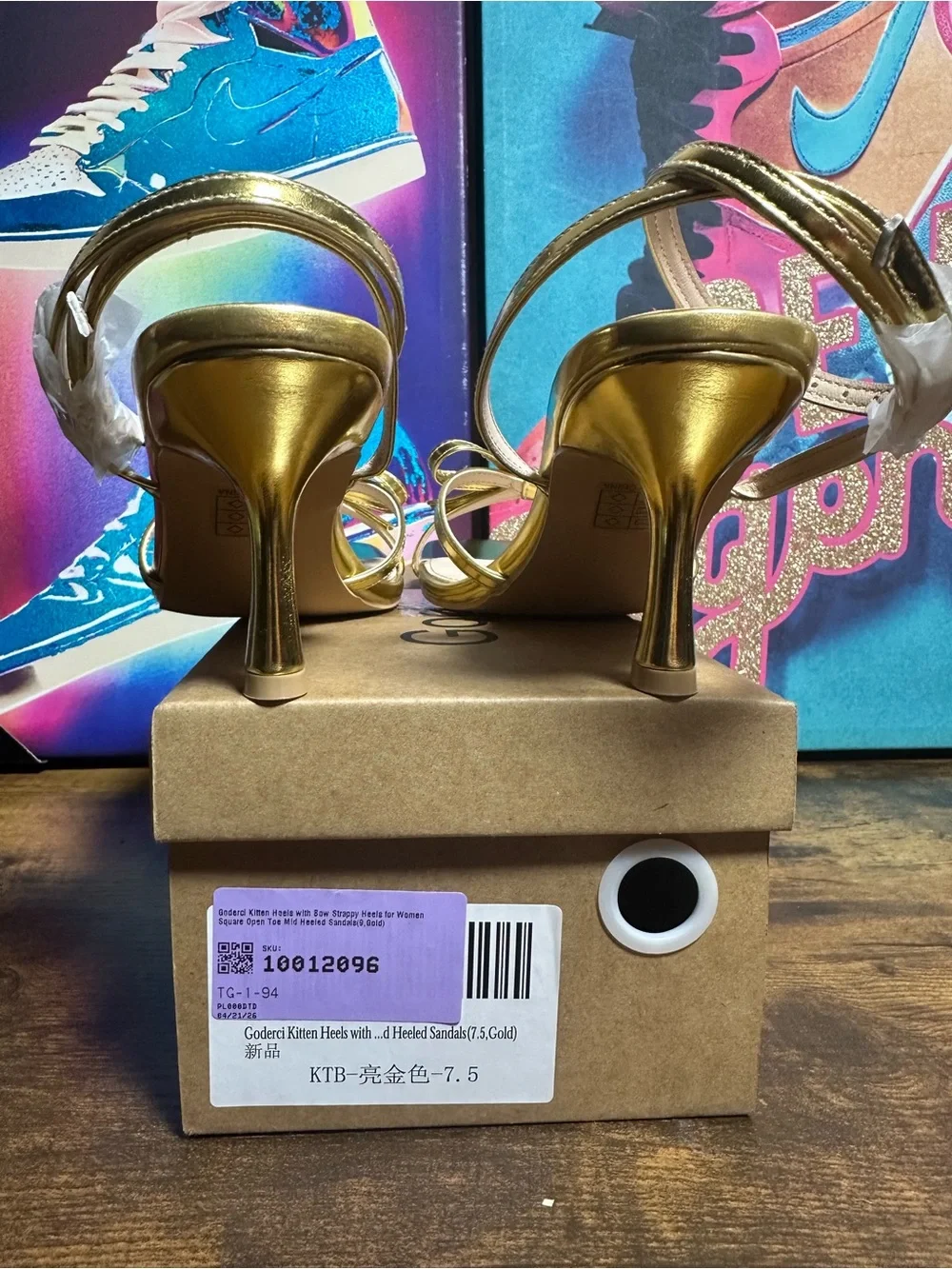 Goderci Kitten Heels with Bow Strappy Heels for Women size 7.5 Gold